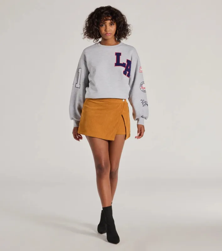 Trendy Girl Corduroy Faux Wrap Mini Skort sold by Windsor