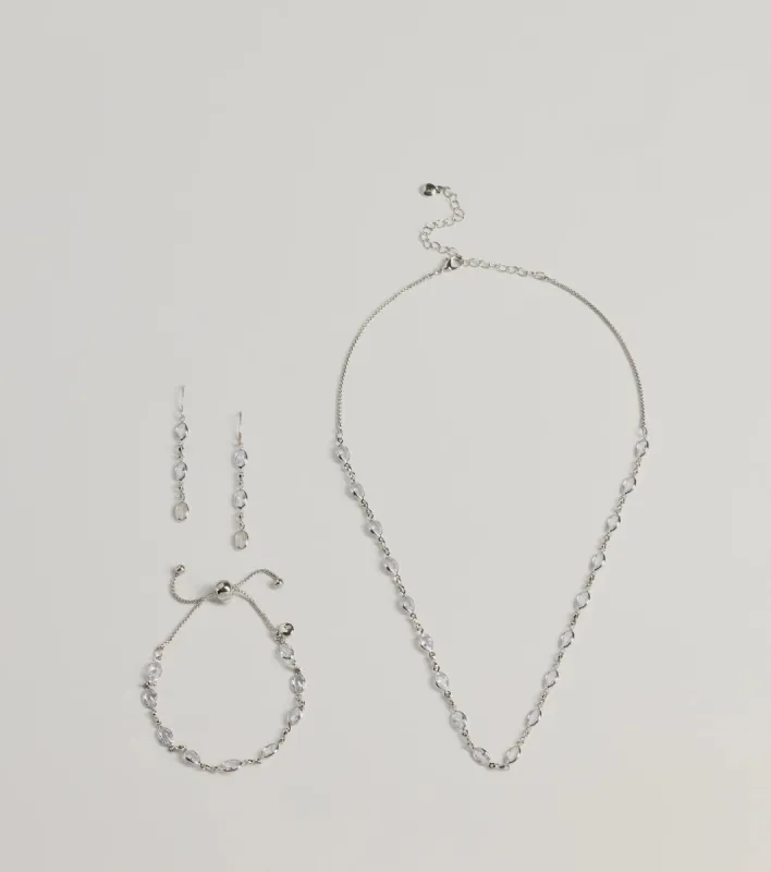 Bloom In Sparkles Necklace, Earrings, And Bracelet Set sold by Windsor