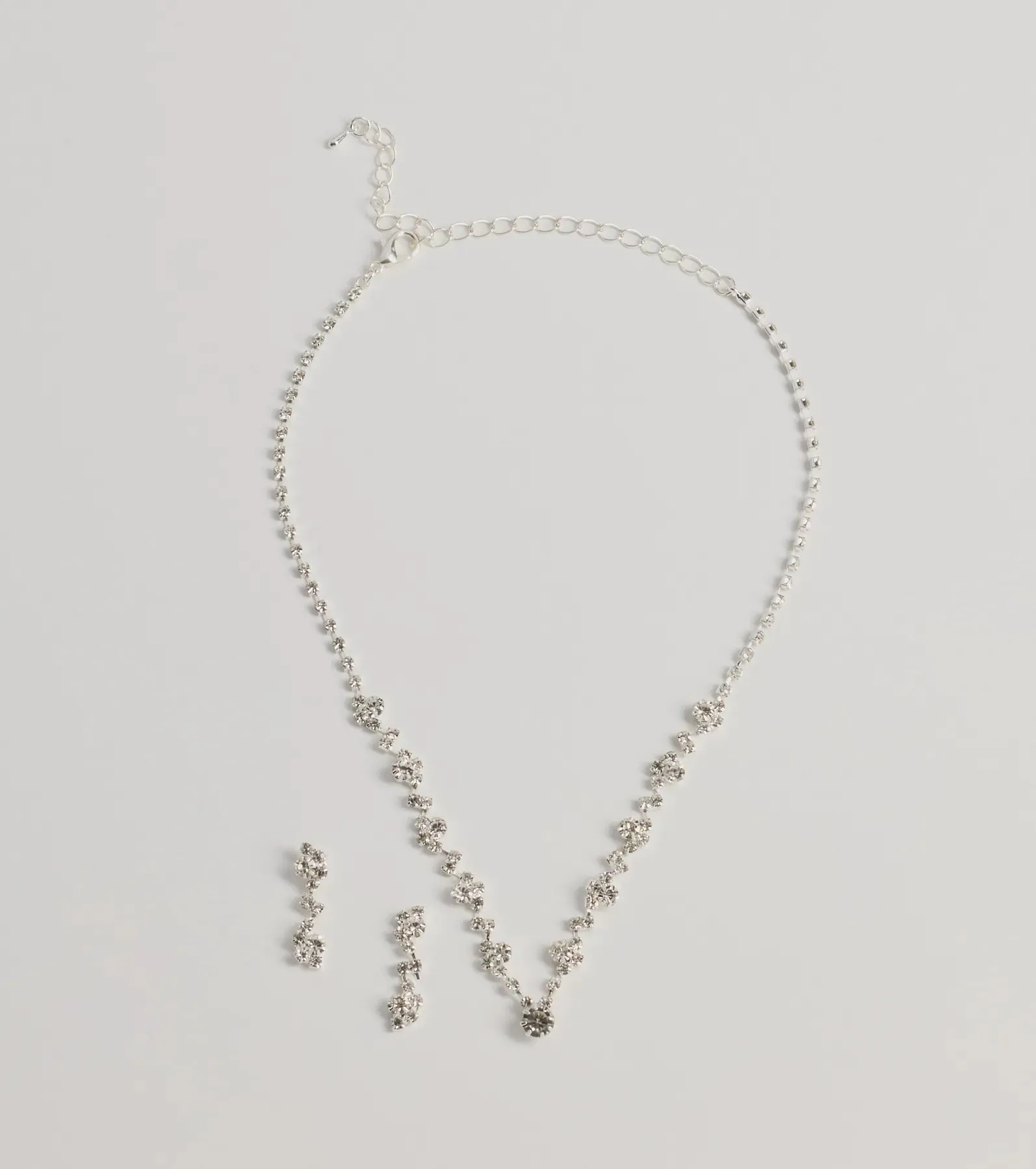 Shimmering Statement Rhinestone Cluster Necklace Set sold by Windsor