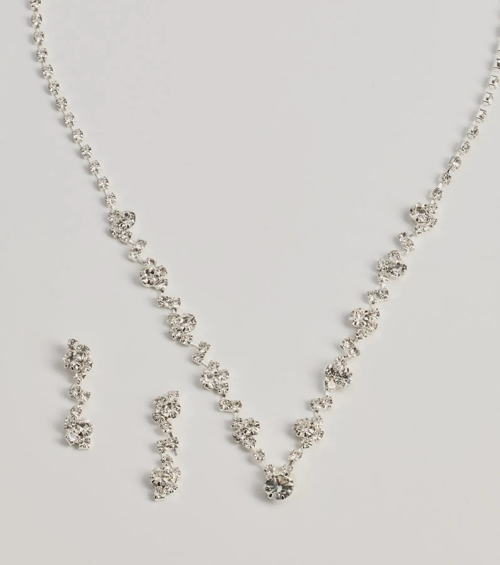 Shimmering Statement Rhinestone Cluster Necklace Set sold by Windsor product image thumbnail 2