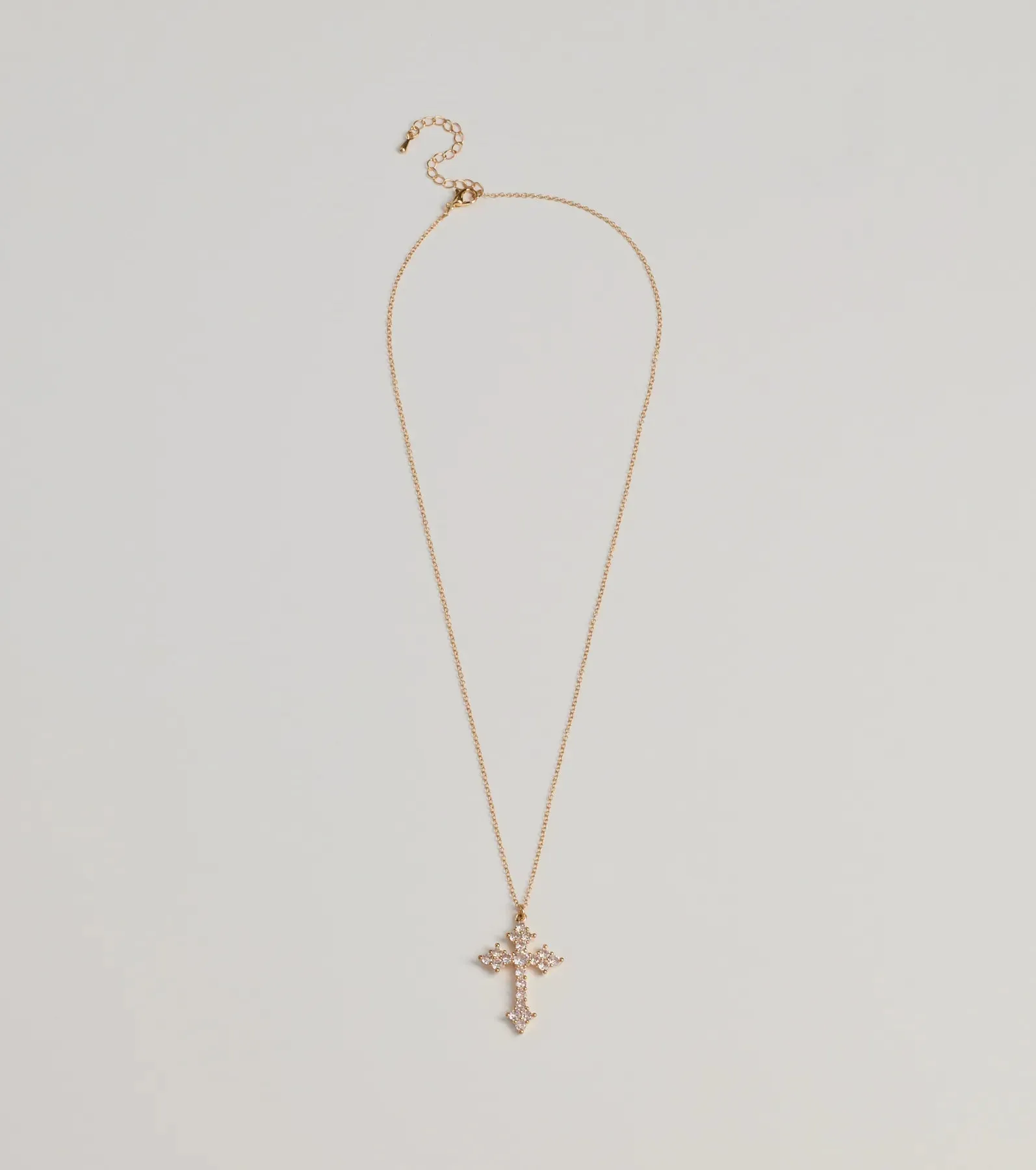Divine Charm Rhinestone Cross Pendant Necklace sold by Windsor