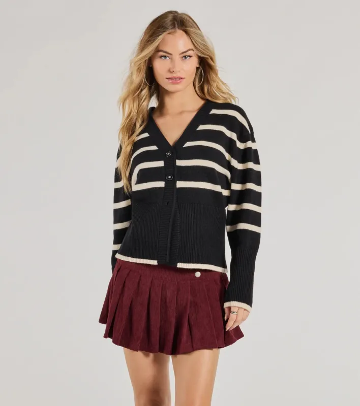 Classic And Cozy Striped Knit Oversized Cardigan sold by Windsor