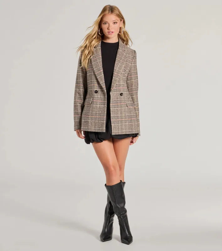 Classic Mood Glen Plaid Woven Oversized Blazer sold by Windsor