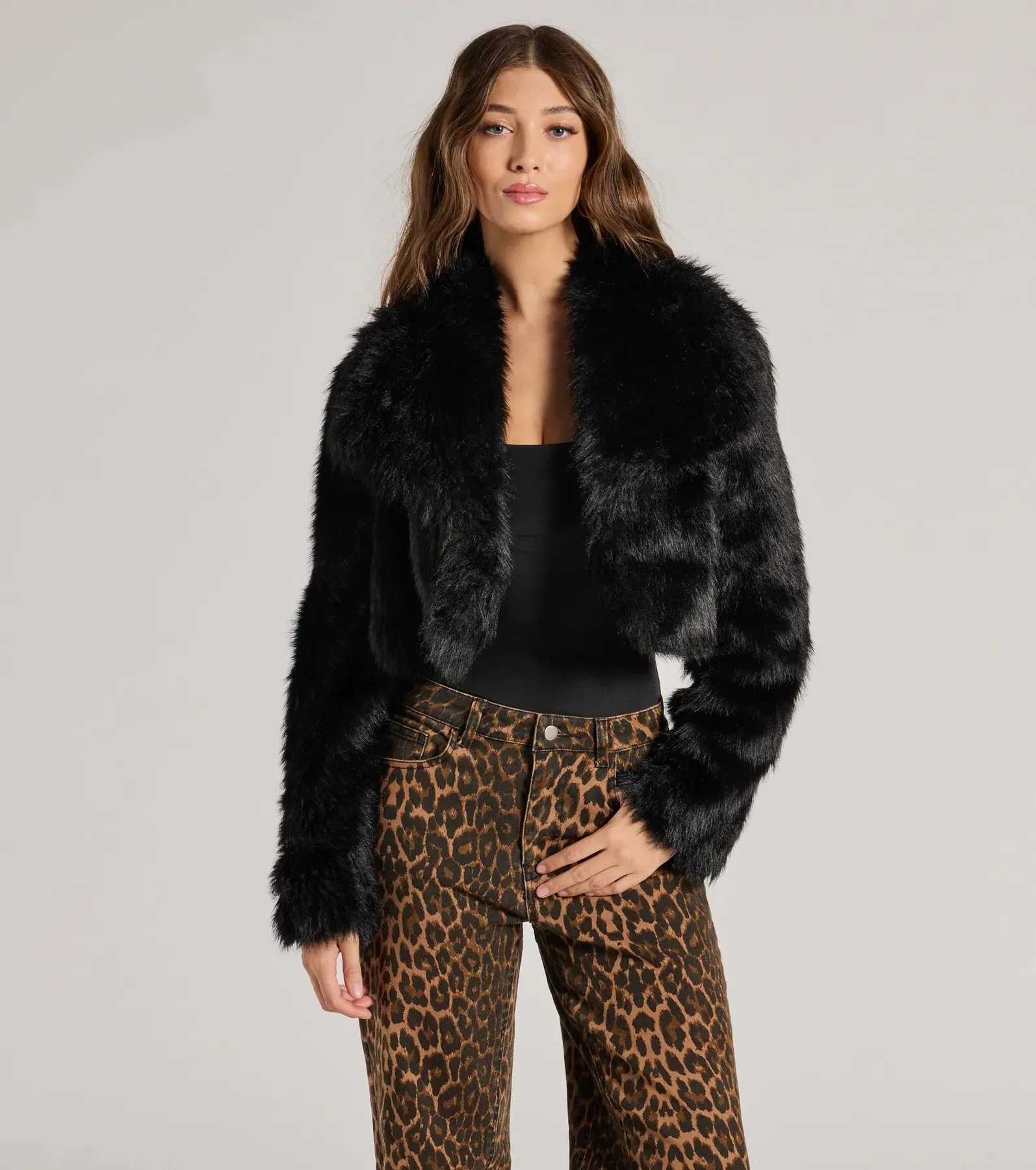 Layer On The Luxe Faux Fur Cropped Jacket sold by Windsor