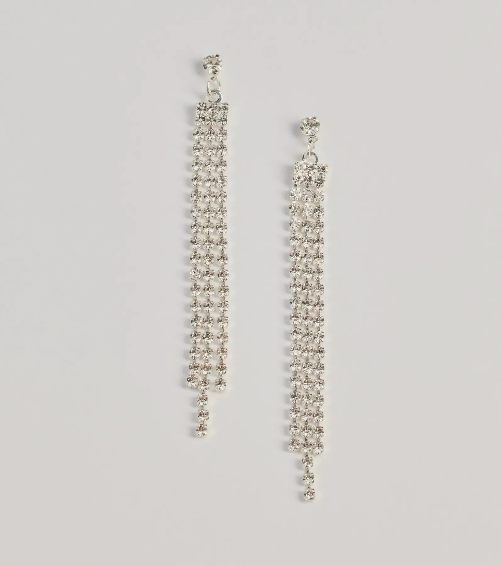 Endless Shine Rhinestone Fringe Earrings sold by Windsor