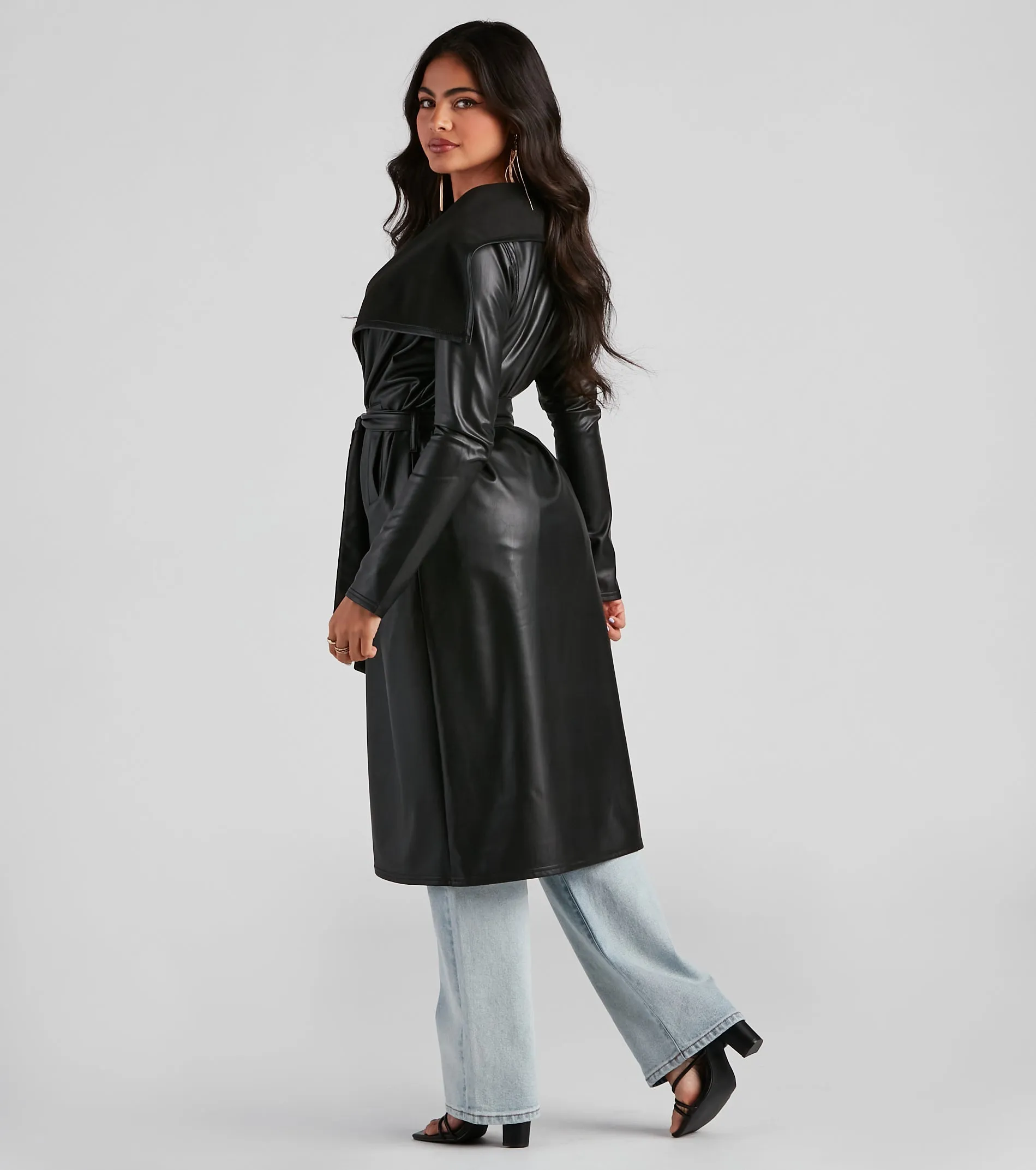 Elevated And Chic Faux Leather Trench sold by Windsor product image thumbnail 2