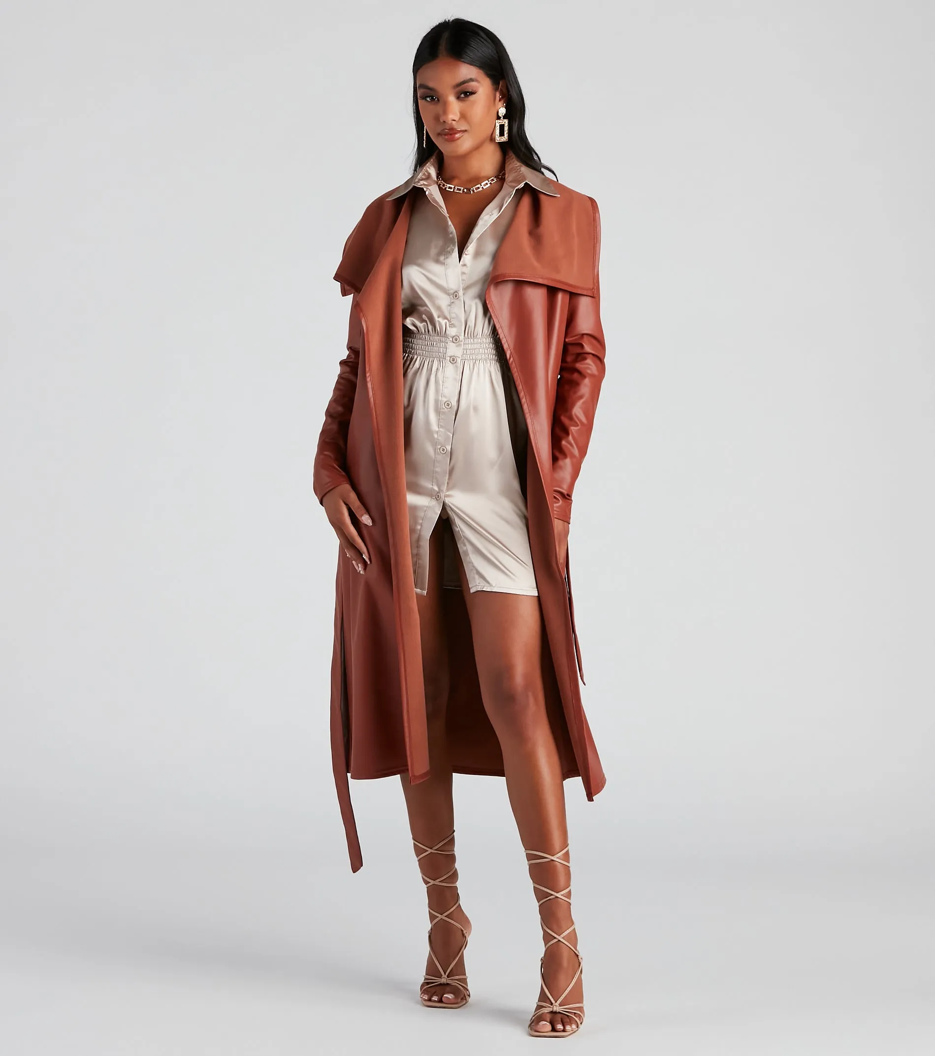 Elevated And Chic Faux Leather Trench sold by Windsor product image thumbnail 5