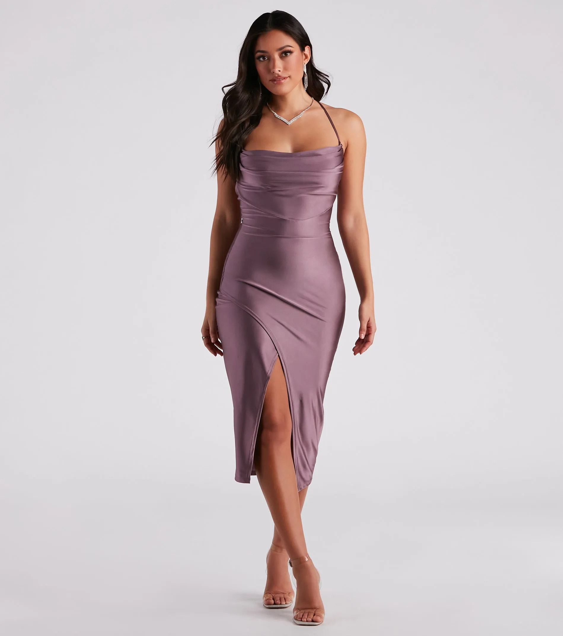 Ever So Chic Wrap-Front Midi Dress sold by Windsor