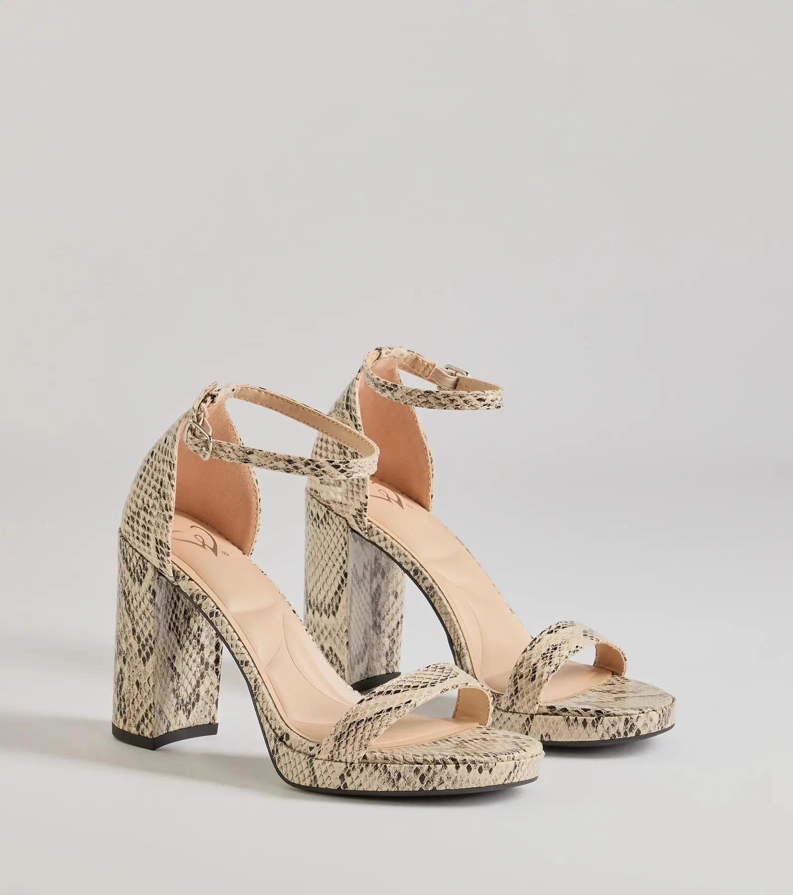 Sassy Moment Snake Print Block Heels sold by Windsor