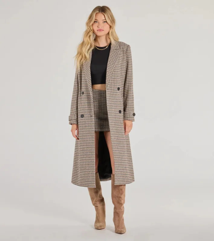 Plaid Perfection Faux Wool Long Coat sold by Windsor