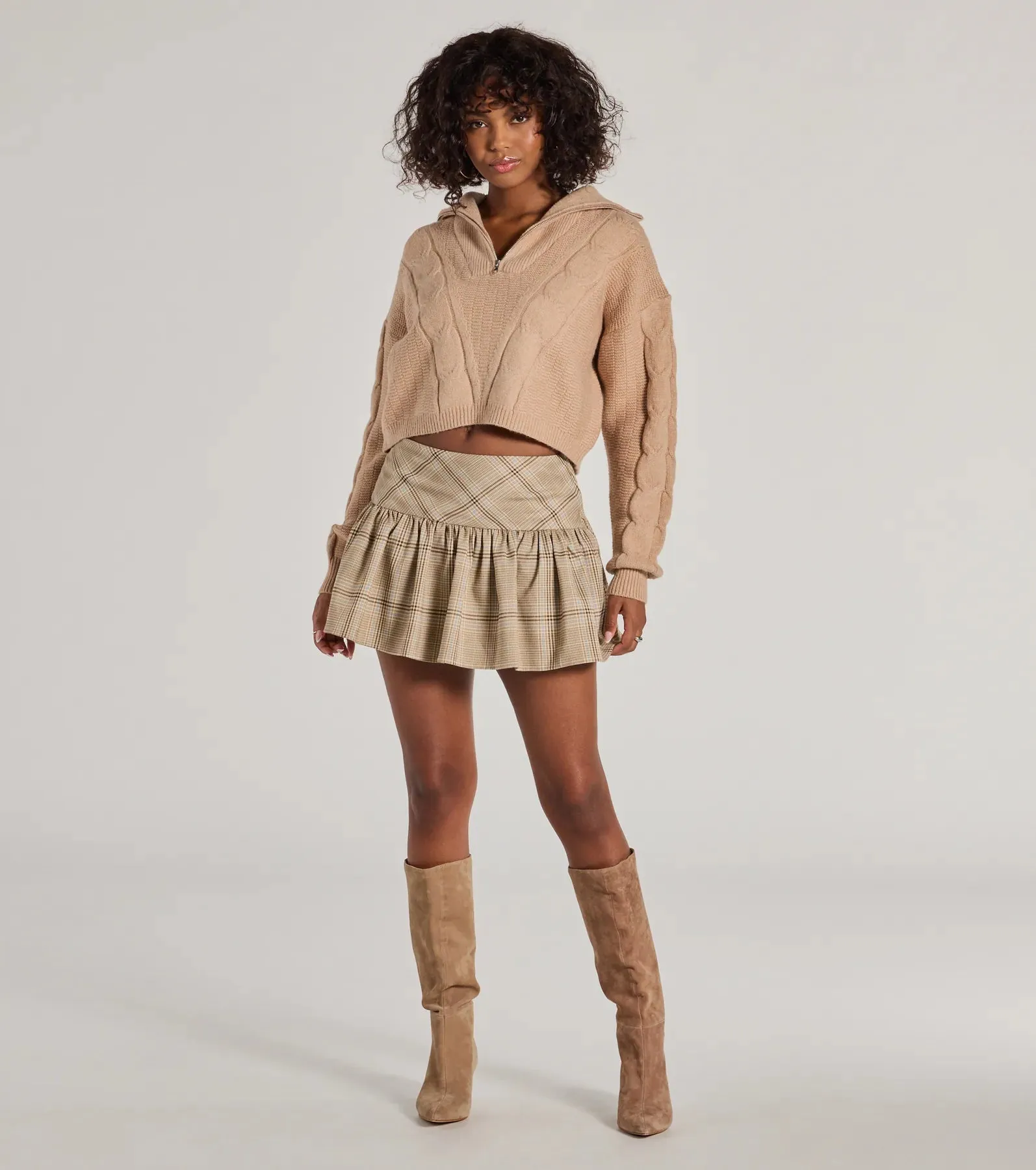 Adorable Flair Plaid Pleated Drop Waist Mini Skort sold by Windsor