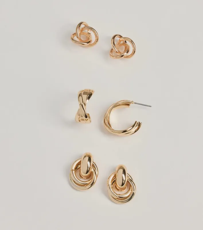 Chic Twist Three-Pack Earrings Set sold by Windsor