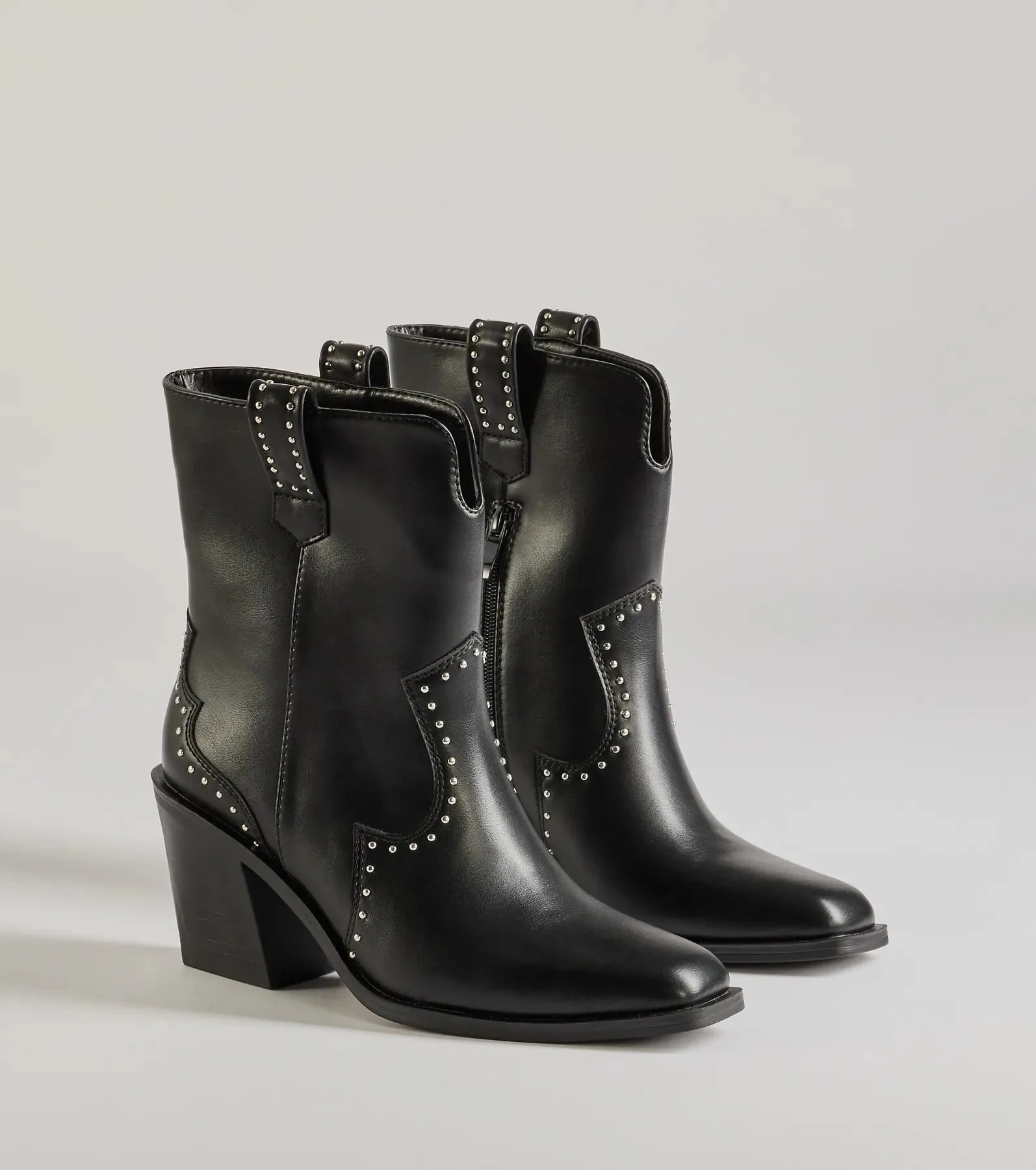 Chic Western Studded Faux Leather Booties sold by Windsor