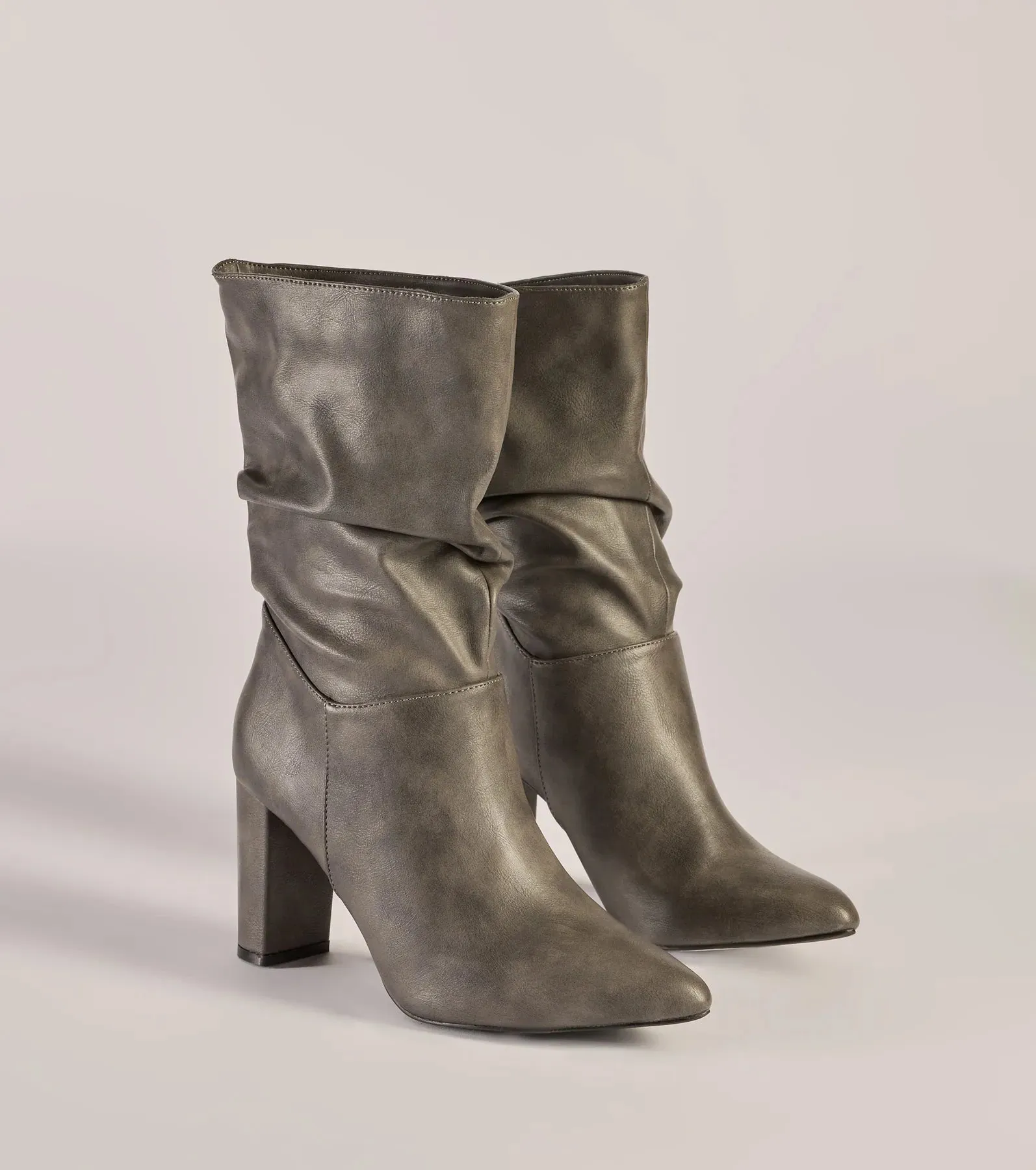 Trendy Scrunched Faux Leather Boots sold by Windsor