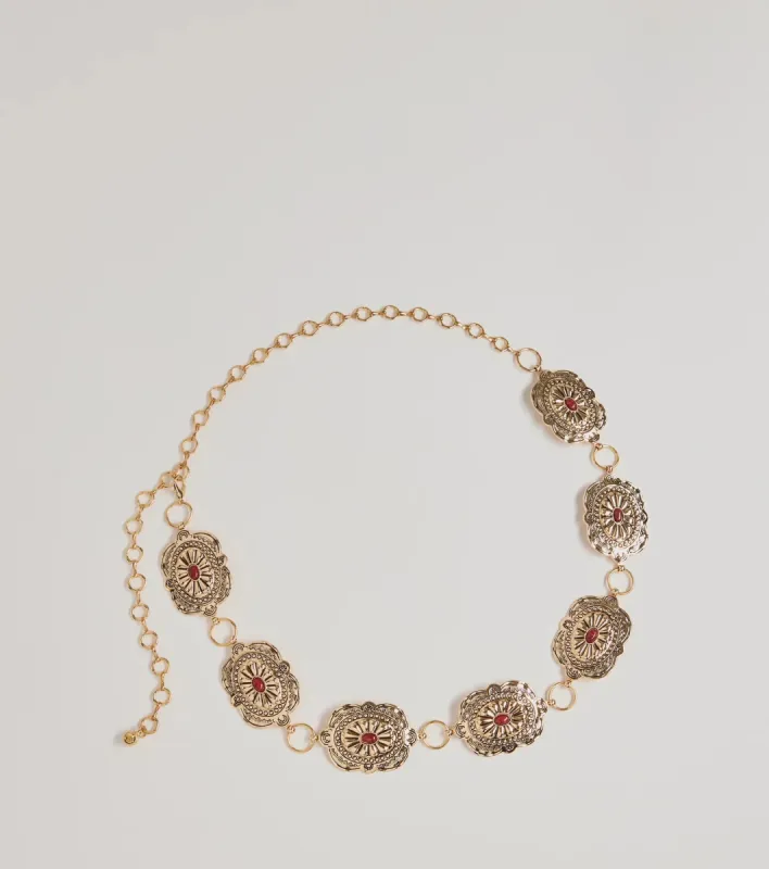 Vintage Charm Gemstone Concho Chain Belt sold by Windsor
