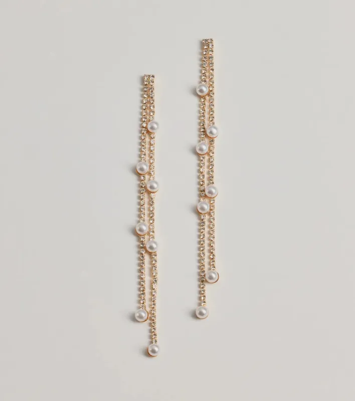 Dainty Luxe Faux Pearl And Rhinestone Earrings sold by Windsor
