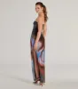Chic Showstopper Abstract Print Mesh Maxi Dress sold by Windsor