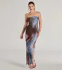 Chic Showstopper Abstract Print Mesh Maxi Dress sold by Windsor