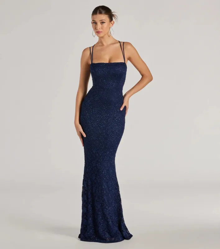 Esme Glitter Lace Strappy Back Mermaid Dress sold by Windsor