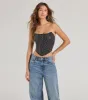 Sultry Shimmer Lurex Lace Strapless Corset Top sold by Windsor