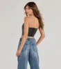 Sultry Shimmer Lurex Lace Strapless Corset Top sold by Windsor