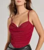 Sultry Night-Out Lace Trim Mesh Bustier Top sold by Windsor