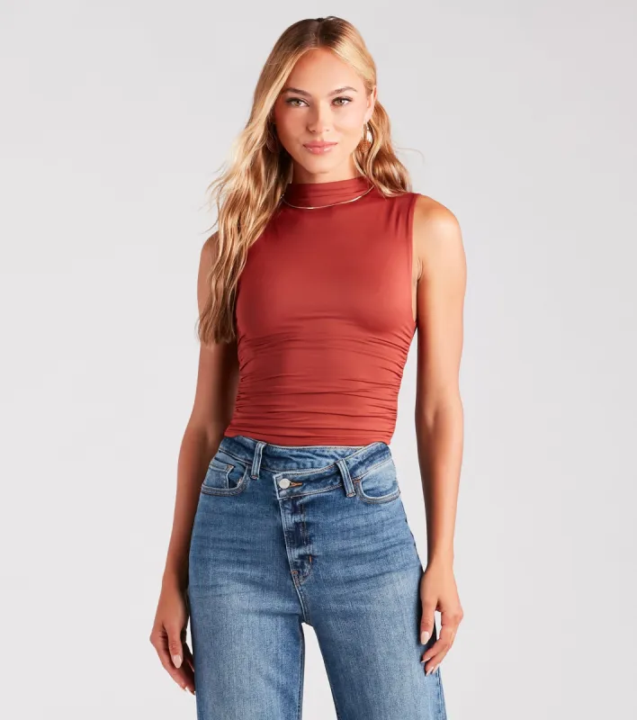 PLACEHOLDER - Smooth Silhouette Mock Neck Top sold by Windsor