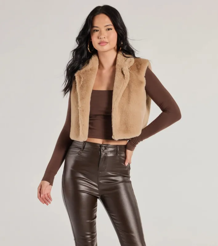 Cozy Glamour Faux Fur Cropped Vest sold by Windsor