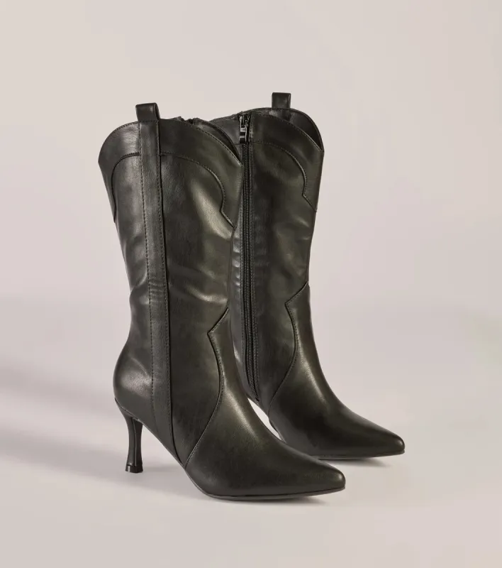 Sleek Stride Faux Leather Stiletto Western Boots sold by Windsor