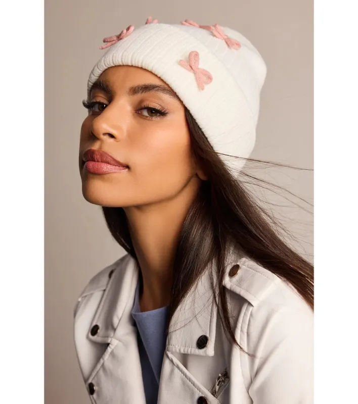 Cozy Up Bow Detail Ribbed Knit Beanie sold by Windsor