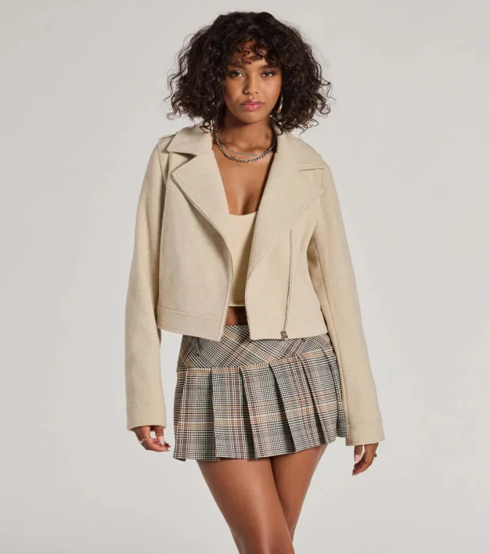 Cool Chic Vibe Faux Wool Moto Jacket sold by Windsor