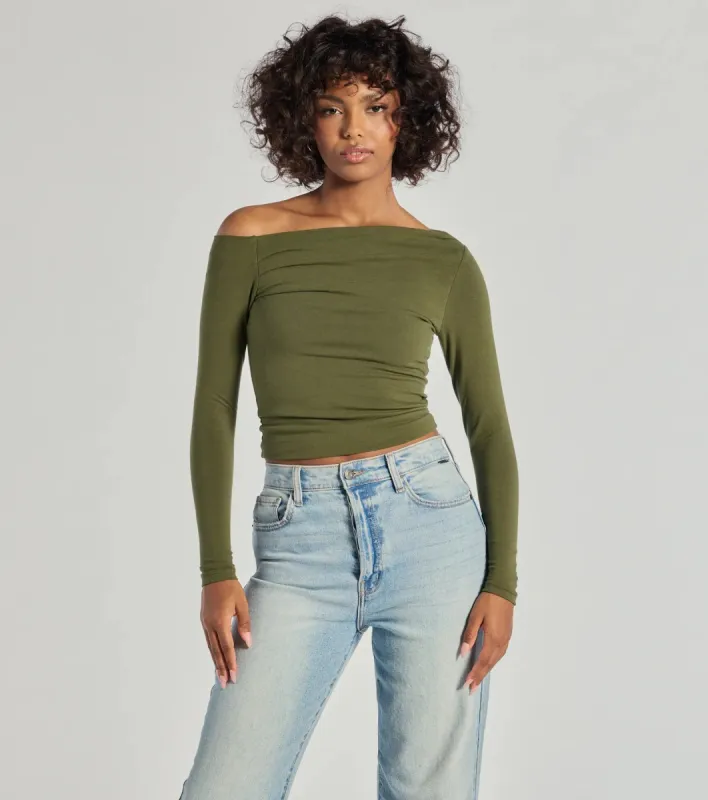 Chic Detail Off-Shoulder Long Sleeve Top sold by Windsor