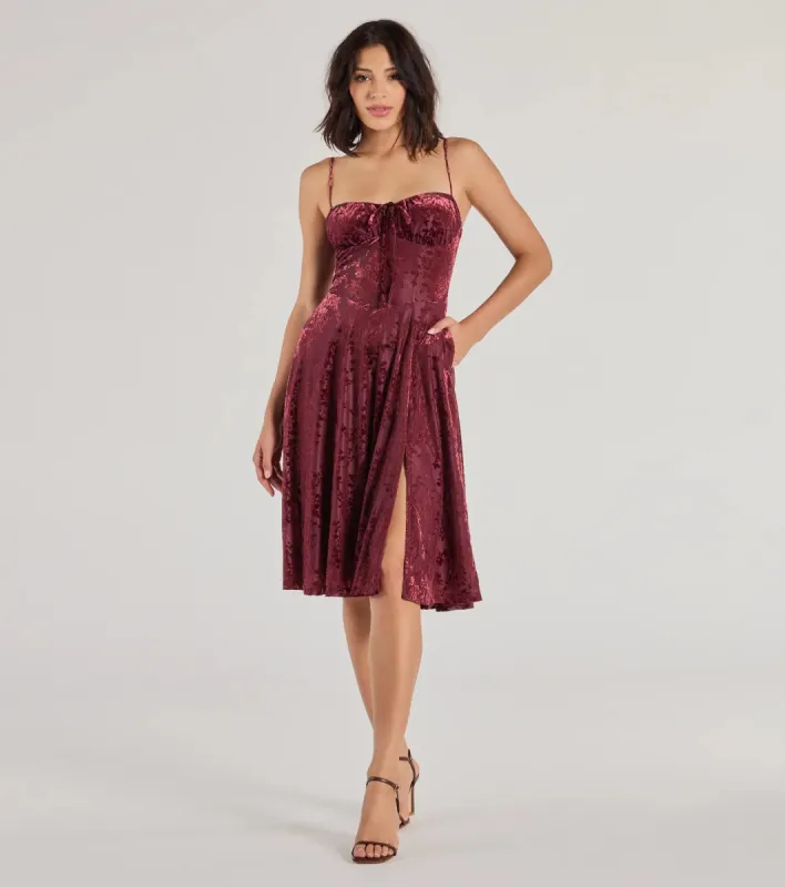Floral Beauty Velvet Flocked Mesh Midi Dress sold by Windsor