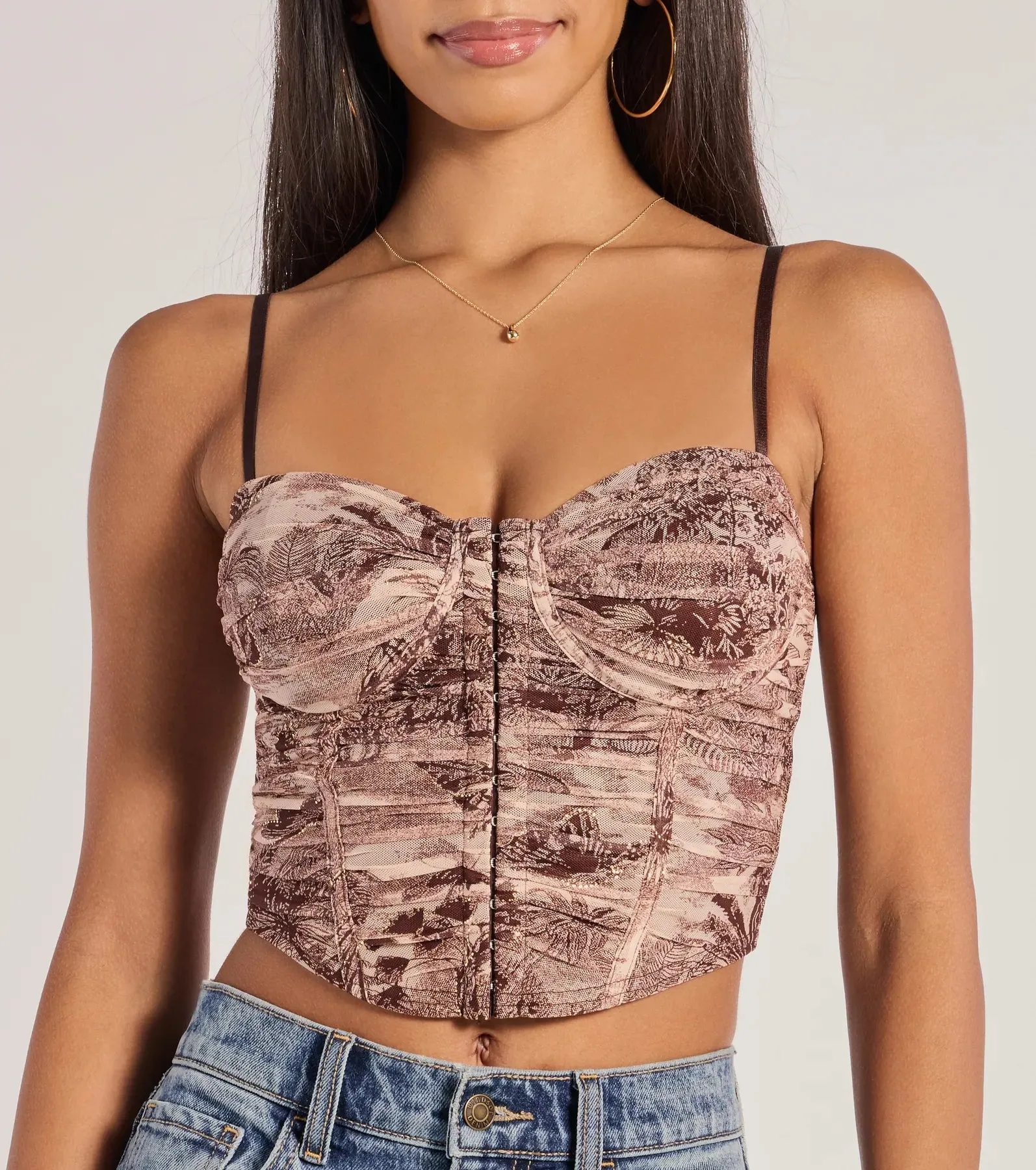 Stunning View Scenic Print Mesh Bustier Top sold by Windsor product image thumbnail 4