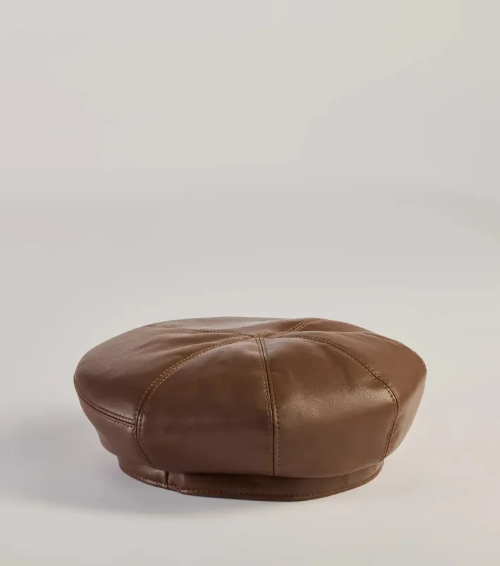 Parisian Chic Faux Leather Beret sold by Windsor