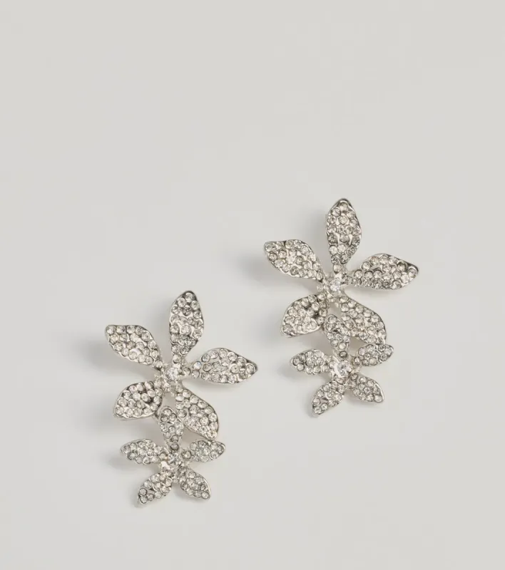 Sweet Aura Flower Rhinestone Drop Earrings sold by Windsor