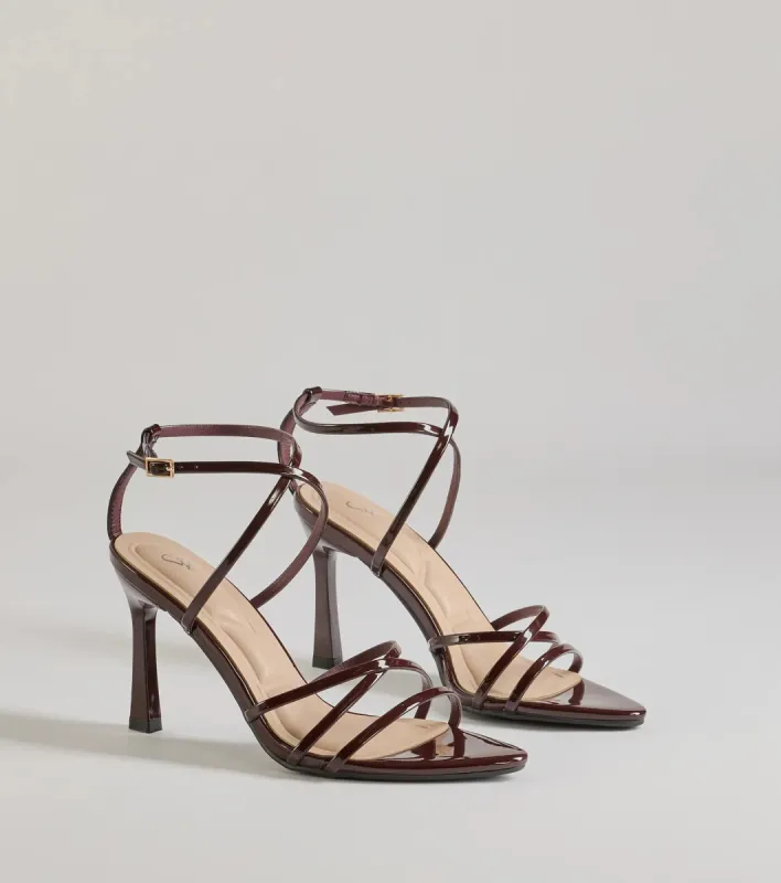 Chic Patent Faux Leather Strappy Stiletto Heels sold by Windsor