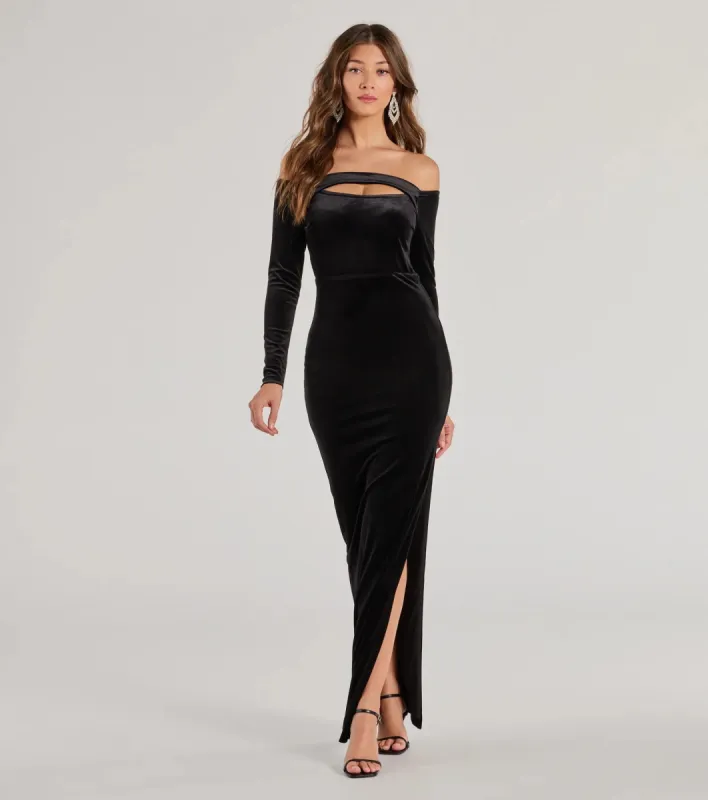 Rosalyn Velvet Off-The Shoulder Long Sleeve Formal Dress sold by Windsor
