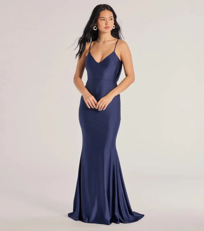 Selena V-Neck Cowl Back Mermaid Formal Dress sold by Windsor