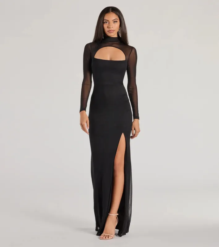 Amiri Sheer Mesh Mock Neck Cutout Mermaid Dress sold by Windsor