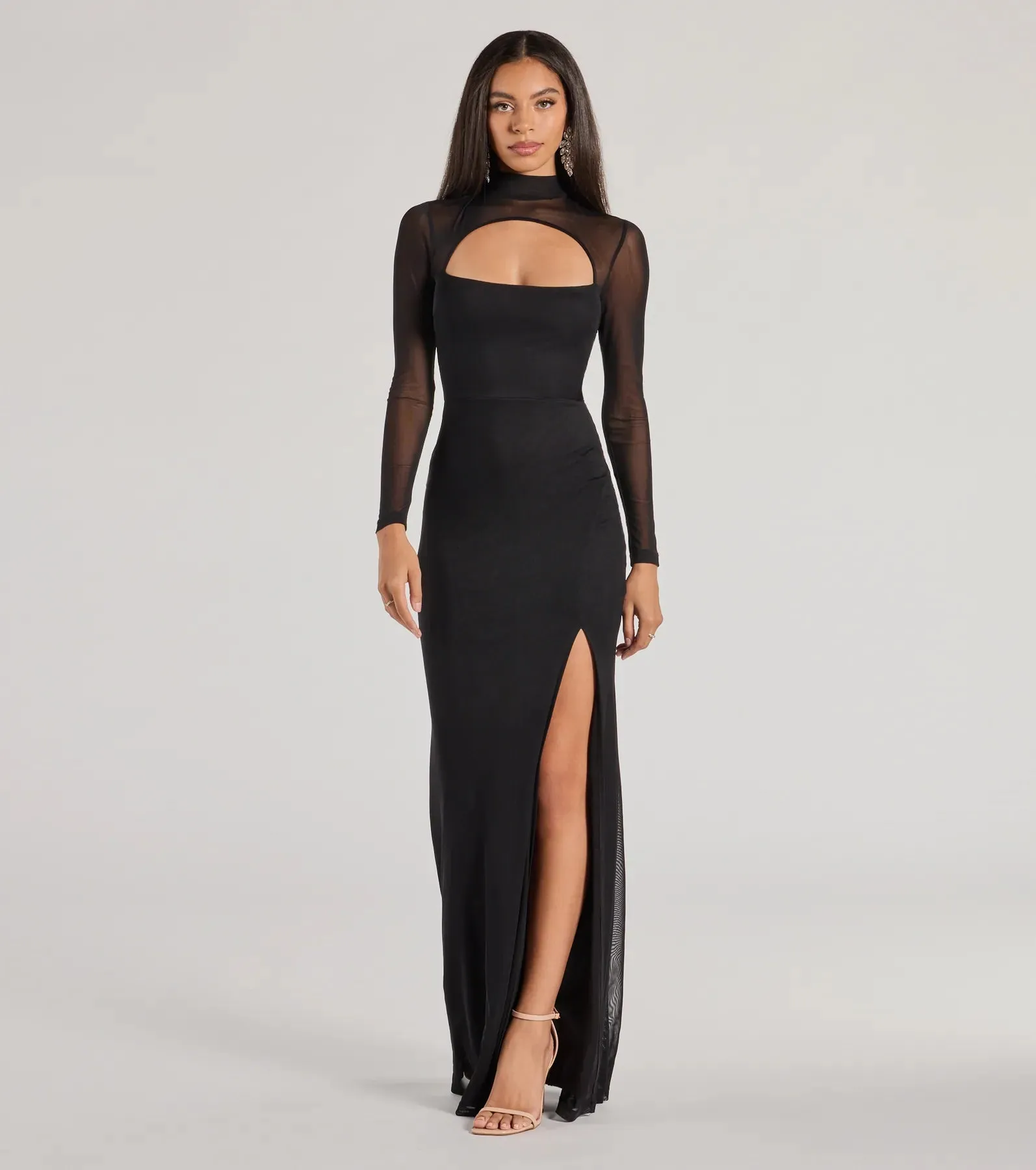 Amiri Sheer Mesh Mock Neck Cutout Mermaid Dress sold by Windsor
