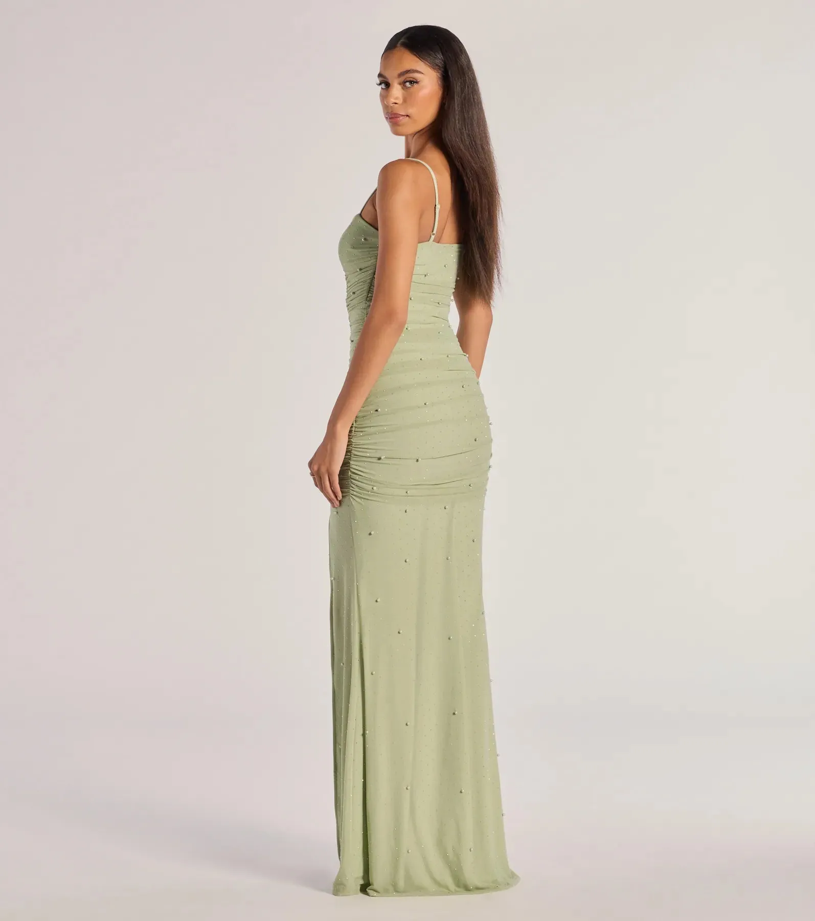 Annika Pearl And Rhinestone Ruched Mesh Mermaid Dress sold by Windsor product image thumbnail 2