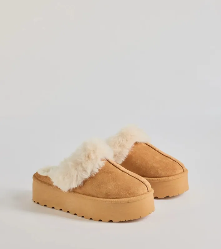 Cozy Mode Faux Fur Lined Platform Slippers sold by Windsor