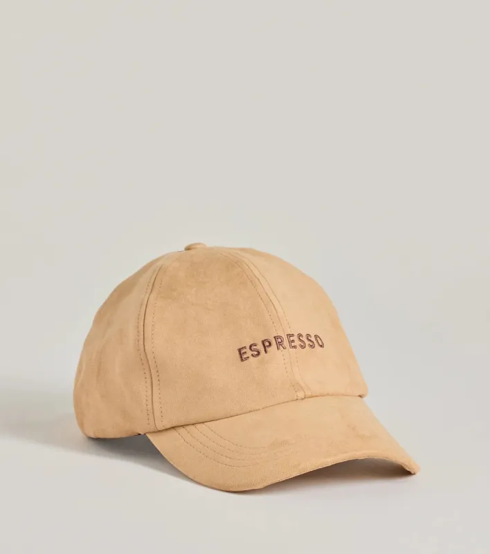 Faux Suede Espresso Script Cap sold by Windsor