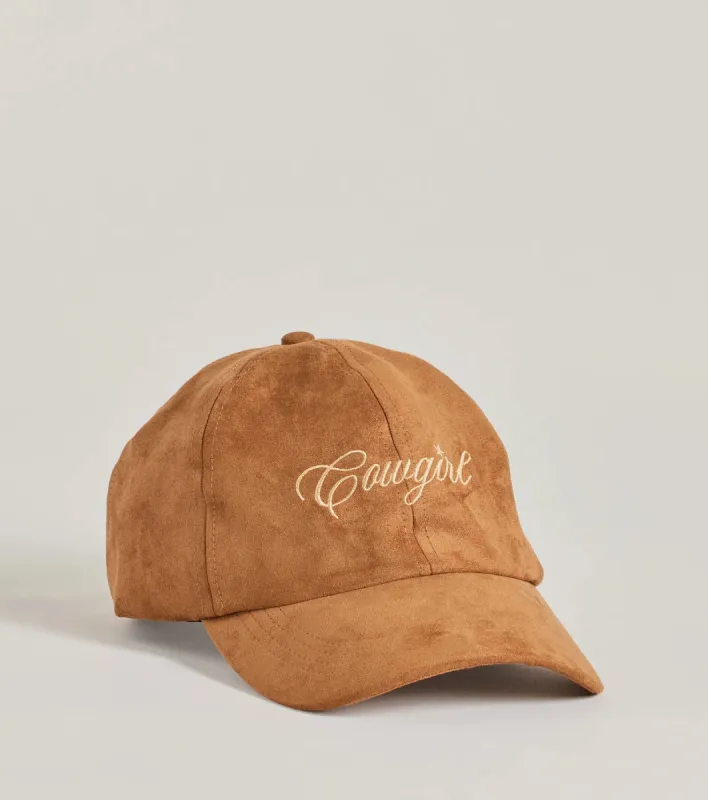 Faux Suede Cowgirl Script Baseball Cap sold by Windsor