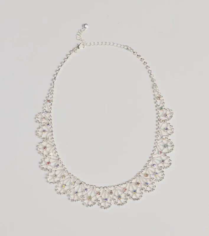 Divine Sparkle Scallop Rhinestone Collar Necklace sold by Windsor