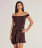Trendy Fab Off-The-Shoulder Belted Mini Dress sold by Windsor