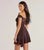 Trendy Fab Off-The-Shoulder Belted Mini Dress sold by Windsor