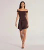 Trendy Fab Off-The-Shoulder Belted Mini Dress sold by Windsor