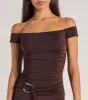 Trendy Fab Off-The-Shoulder Belted Mini Dress sold by Windsor